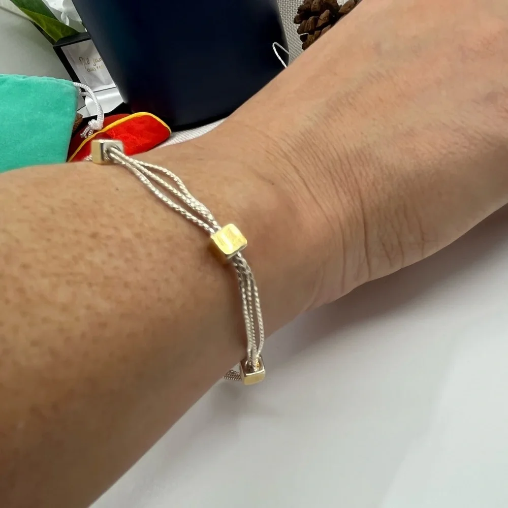 Vintage Napier Triple-Strand Gold & Silver Tone Bracelet – 7.5" - Picture 6 of 16